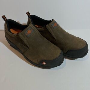 Merrell Sz 12W Brown Jungle Moc Leather Slip On Work Shoes Composite Toe